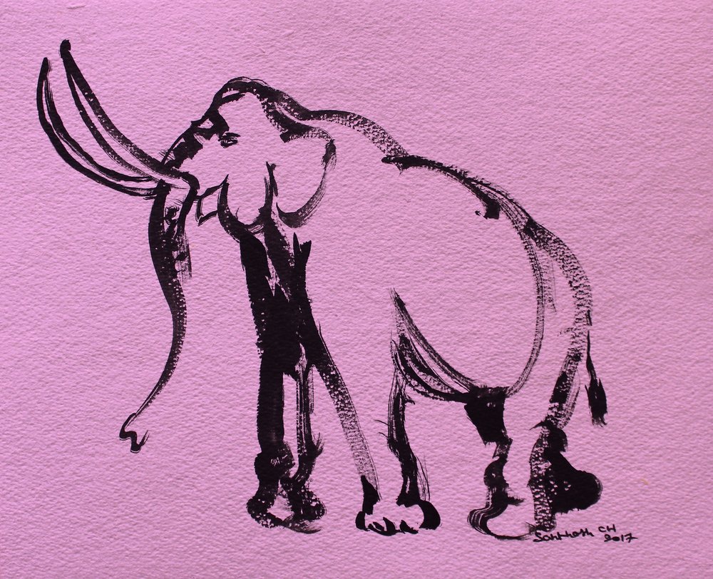 Éléphant rose abstrait - Santhosh ch