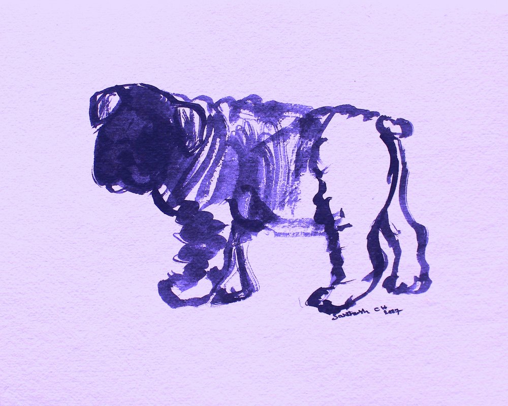 Bouledogue violet abstrait - Santhosh ch