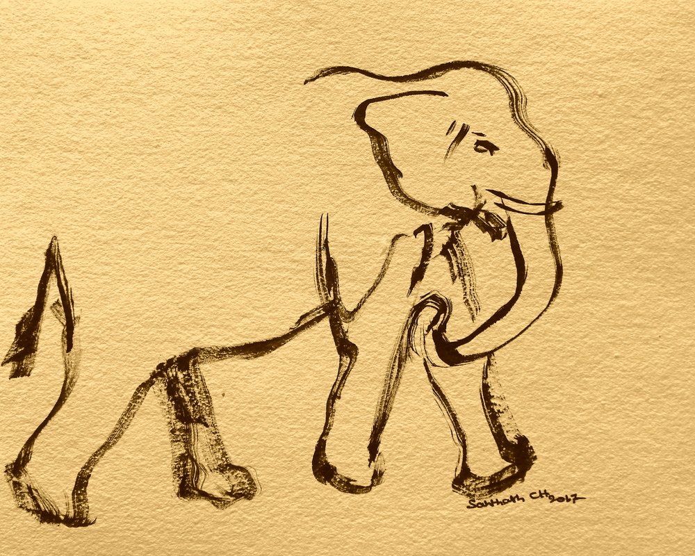Éléphant expressif à l