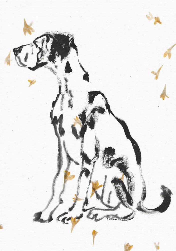 Dogue allemand doux et fleurs - Santhosh ch