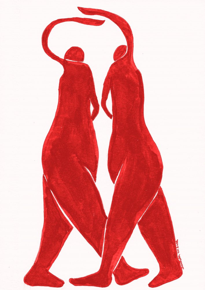 Des danseurs rouges s