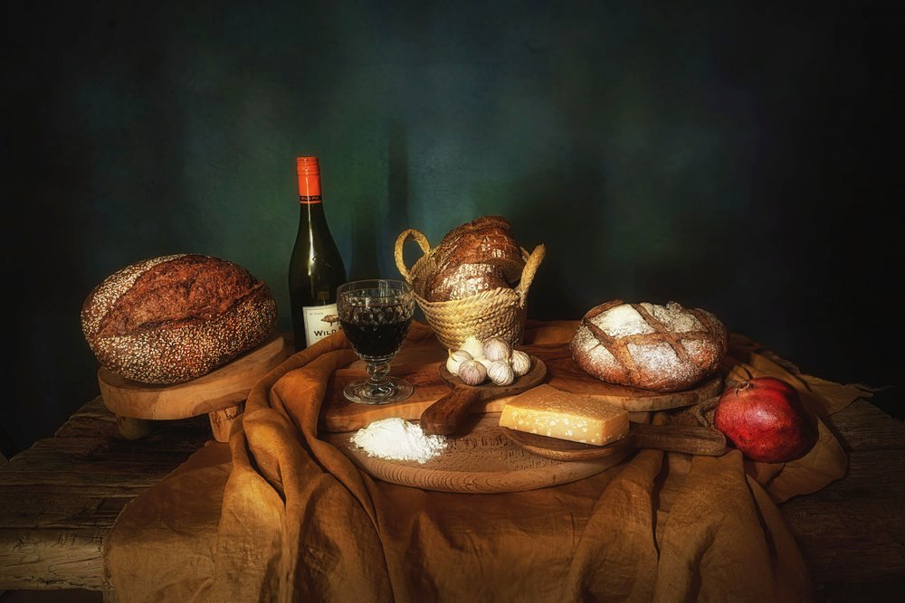 Pain rustique et vin - Saskia Dingemans