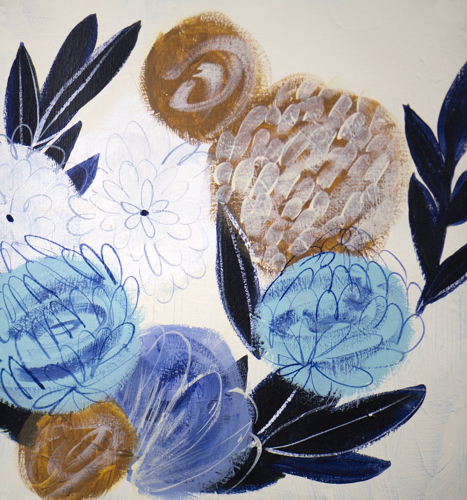 Fleurs bleues abstraites - Shelley Hampe