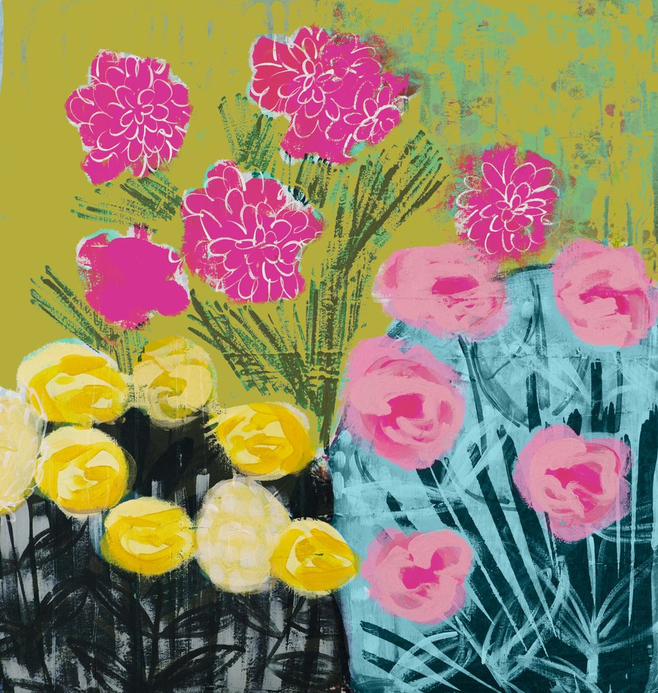 Fleurs abstraites vibrantes - Shelley Hampe