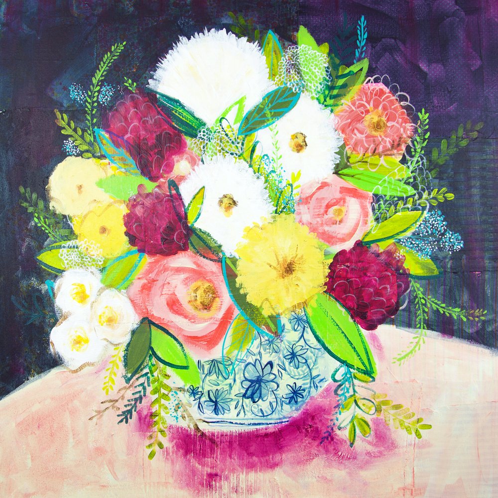 Nature morte florale vibrante - Shelley Hampe