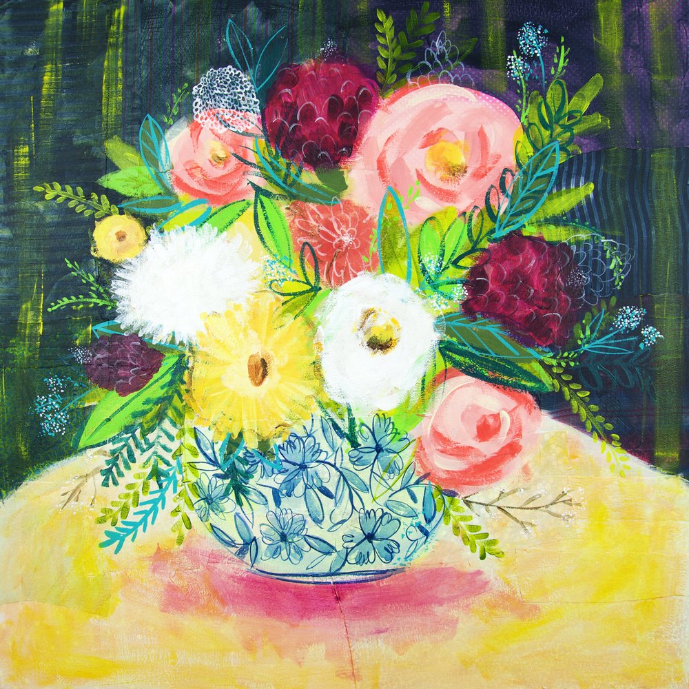 Vibrant bouquet peint - Shelley Hampe