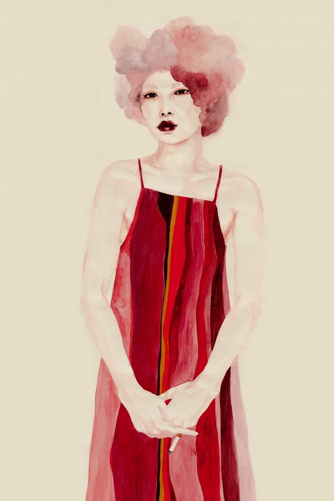 Portrait en robe rouge - Sophia Novosel