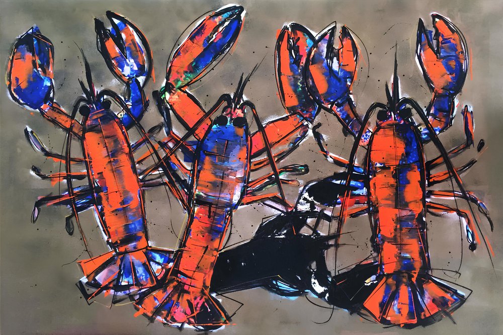 Peinture représentant des homards colorés - Stefan Bammert