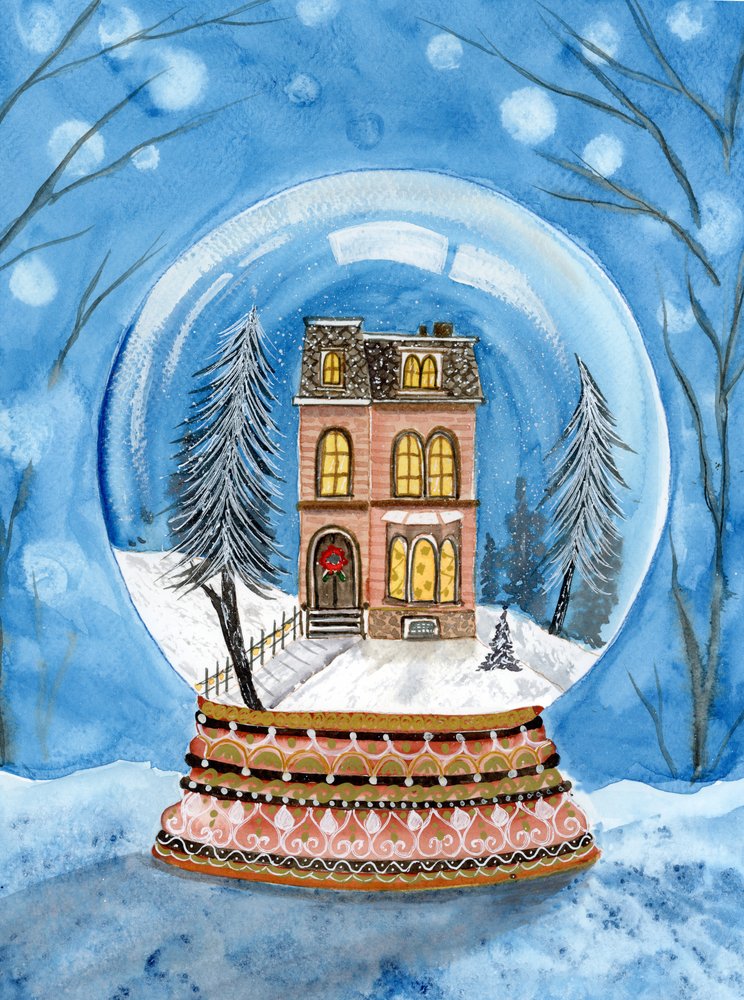 Globe avec une chaleureuse maison d