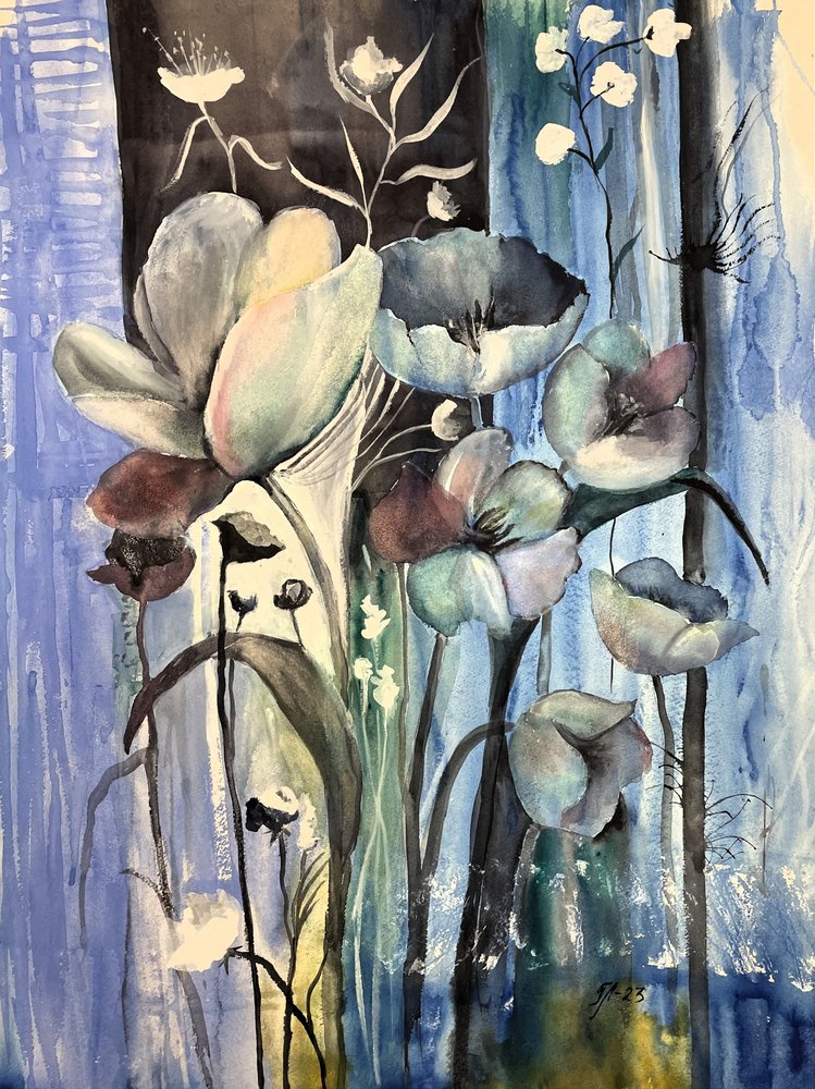 Fleurs bleues éthérées - Tanya Lundmark