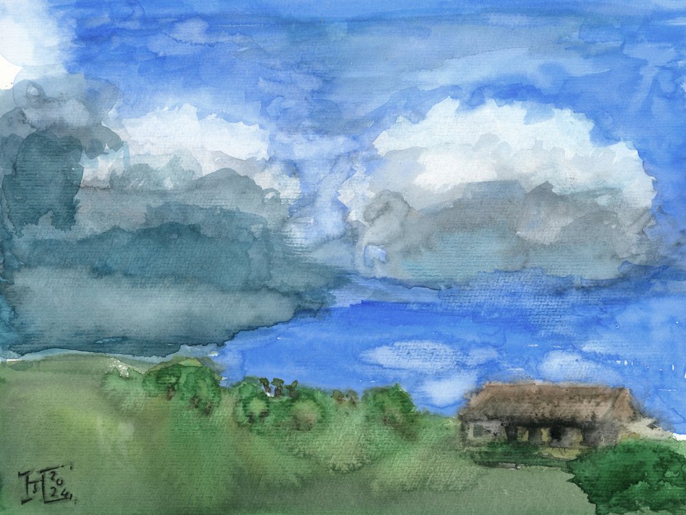 Une maison sous les nuages d