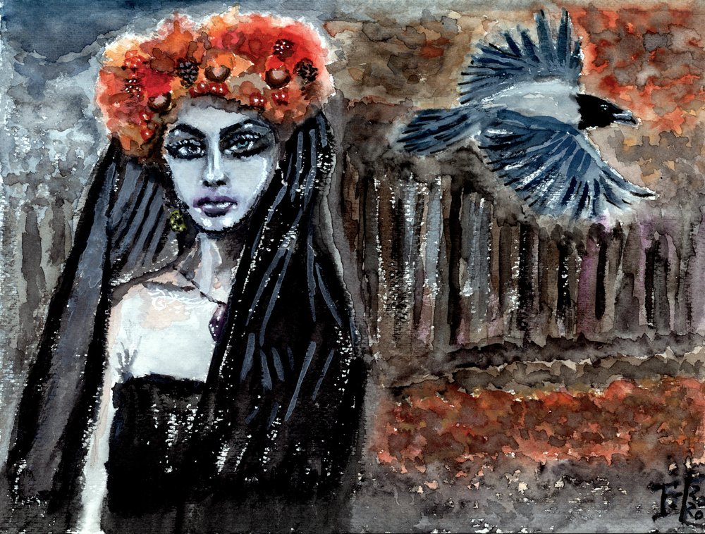 Femme voilée et corbeau - Tim Hoinkis