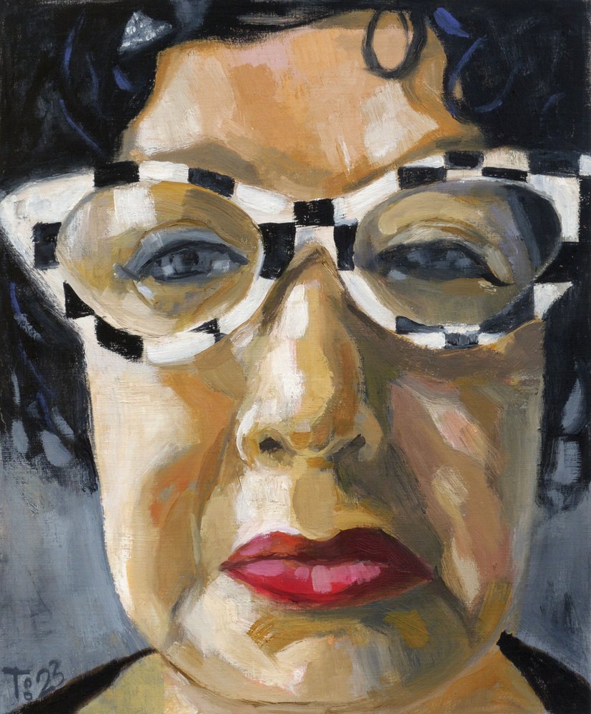 Portrait aux lunettes à carreaux - Tore Bahnson