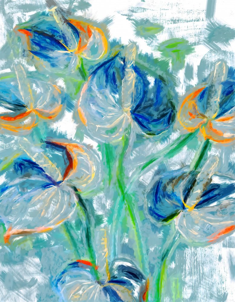 Fleurs bleues à l