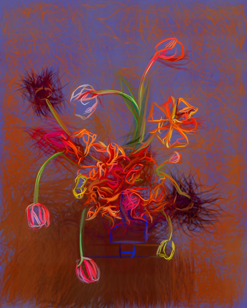 Fleurs abstraites aux couleurs vives - Uma Gokhale
