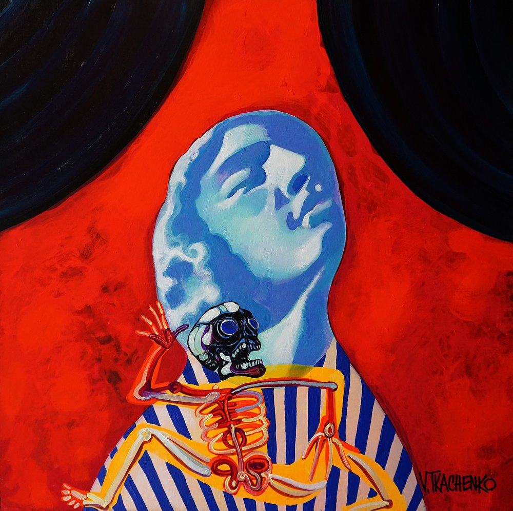 Squelette à tête bleue surréaliste - Victor Tkachenko