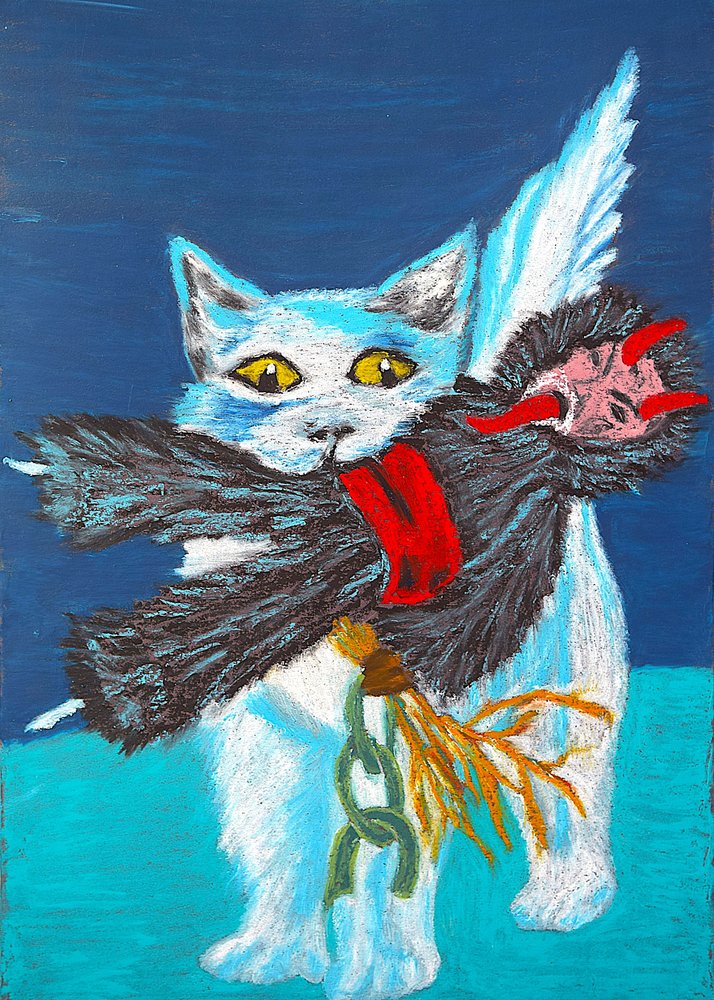 Un chat ailé attrape un démon - Viktoriia Saunina
