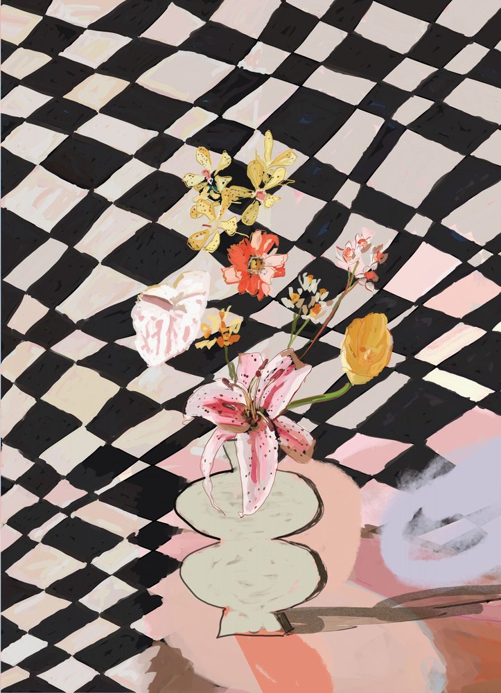 Nature morte moderne à carreaux - XHOZUCAN