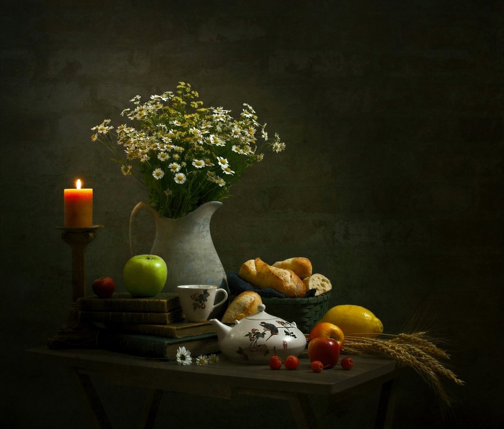 Nature morte rustique à la lueur des bougies - Yinan F.
