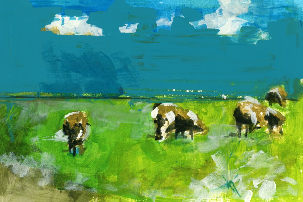 Paysage avec des vaches au pâturage - cartissi