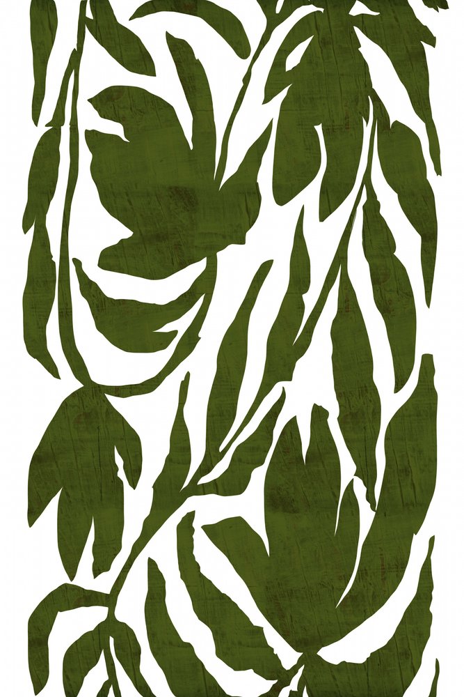 Motif feuillage vert olive - cartissi