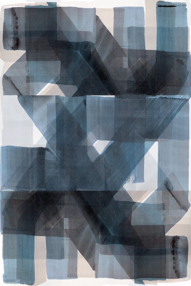 Motifs géométriques bleus entrelacés - cartissi