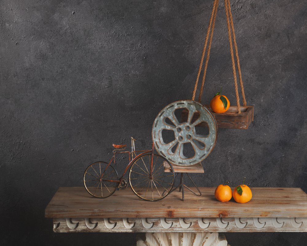 Nature morte rustique avec un vélo - chenyi wang