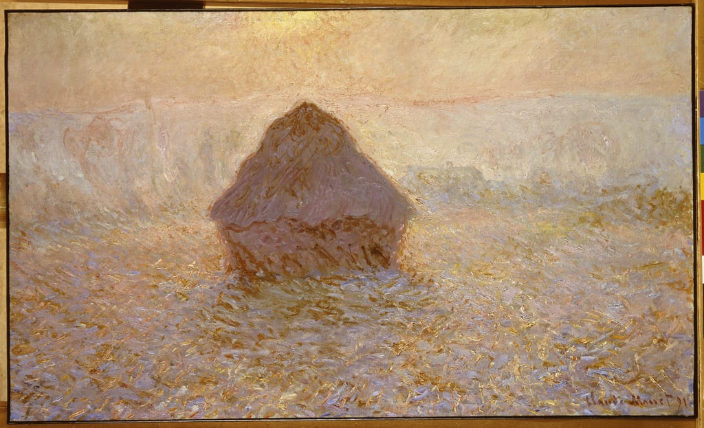 Meules de foin, soleil dans la brume Claude