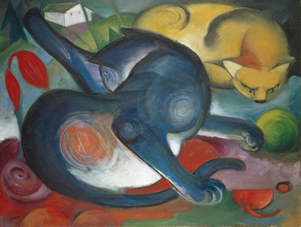Deux chats, bleu et jaune, 1912 | Franz Marc | Estampe d'art