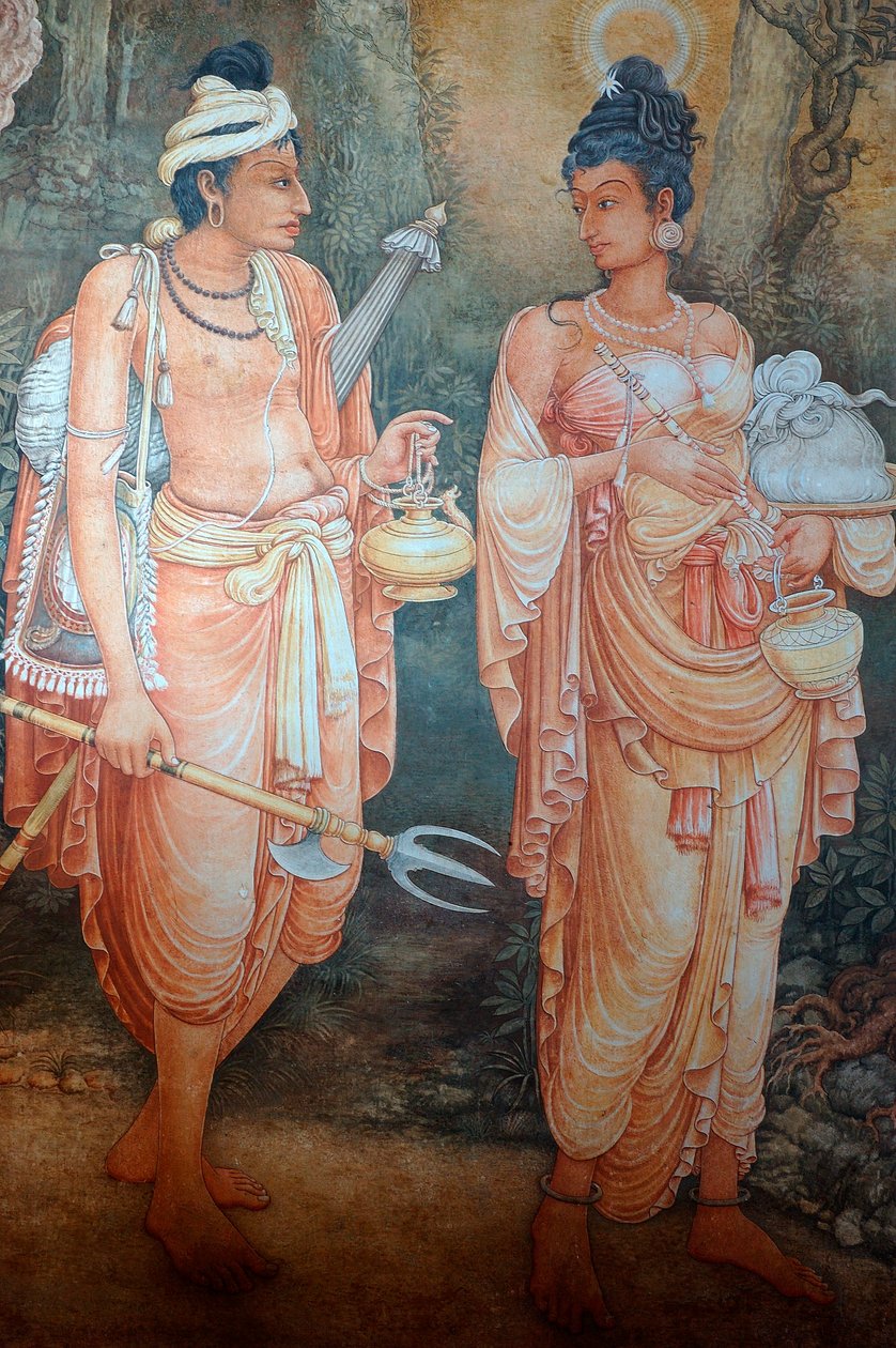 Fresque sur les murs du temple de Kelaniya à Kelaniya Vihara, l