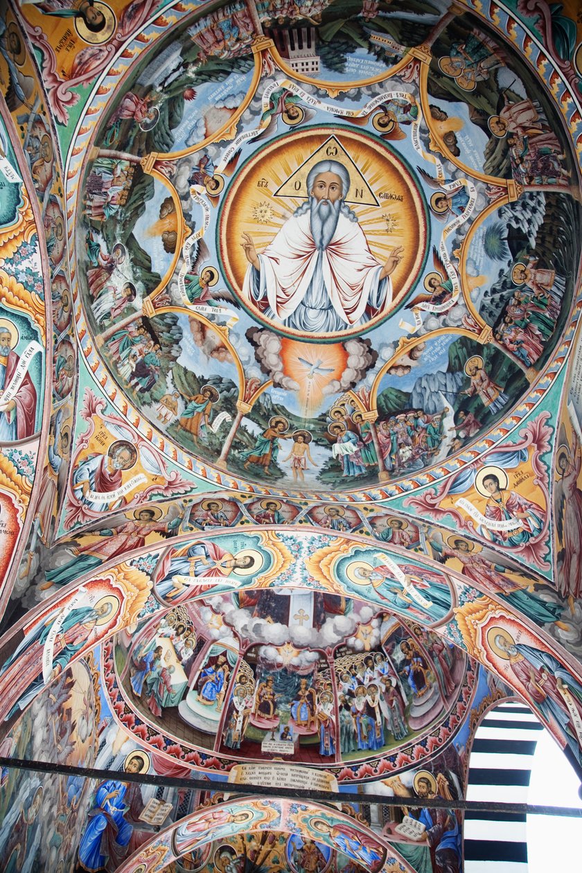 Peintures de Zahari Zograf sur les murs extérieurs du monastère de Rila, Blagoevgrad, Bulgarie - Unknown
