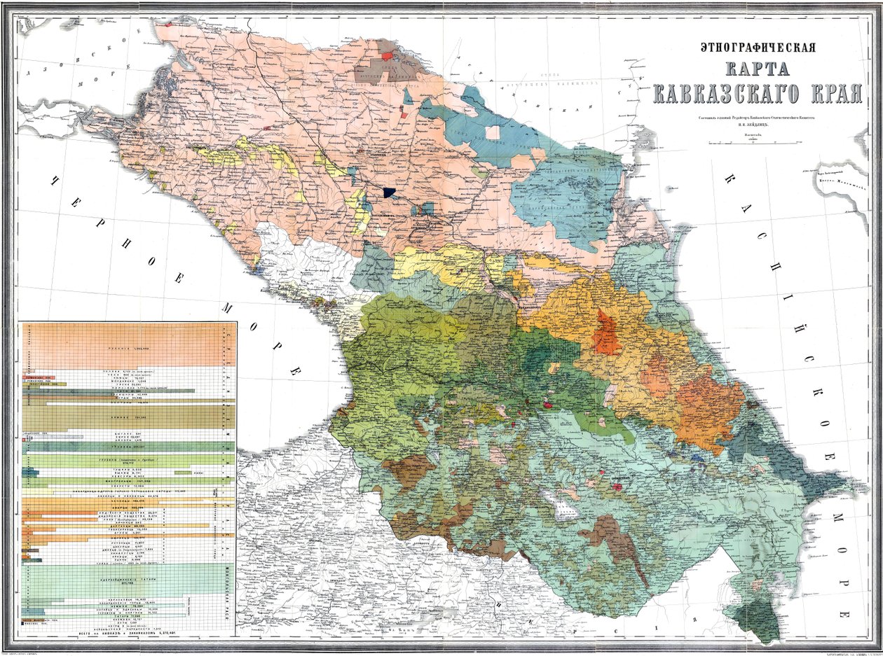 Carte ethnographique du Caucase, 1880 - Николай Карлович Зейдлиц
