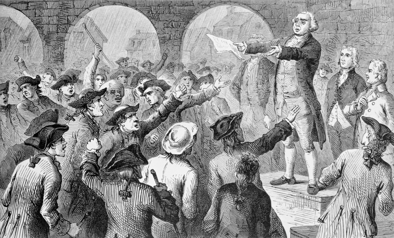 John Lamb parlant à la réunion des Sons of Liberty à l