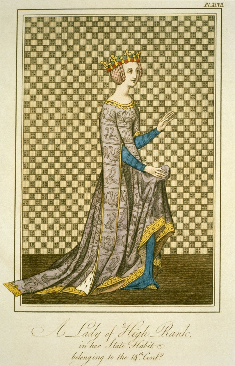 Dame de rang du 14e siècle dans ses robes d