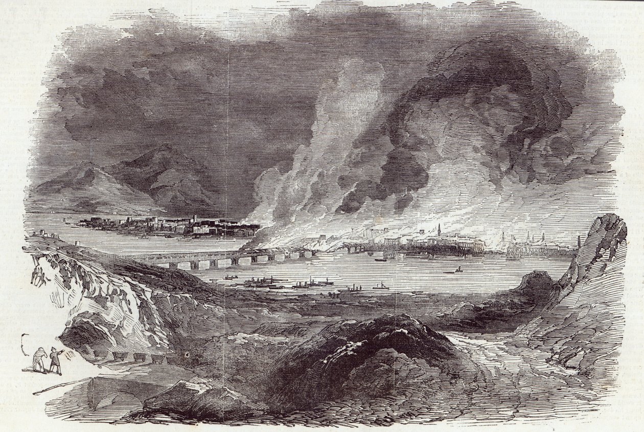 Grand incendie à Pittsburgh, de The Illustrated London News, 17 mai 1845 (gravure) - English School