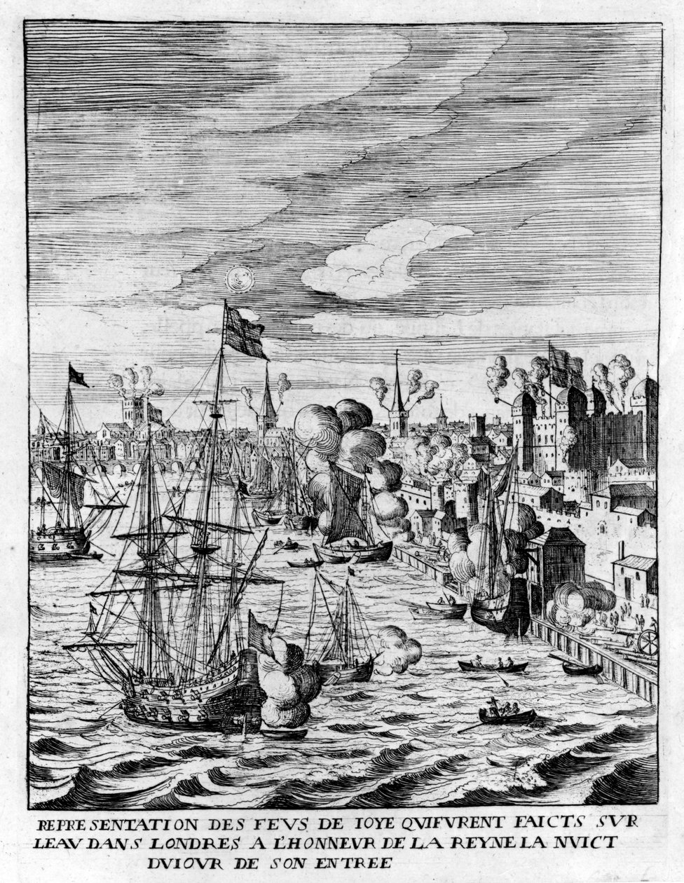Feux allumés dans la Tour de Londres et tirs de canon en l