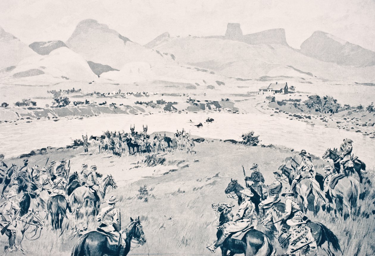 Afrique du Sud. Les troupes de Beyer se rendent à la rivière Vaal après la rébellion de Maritz, 8 décembre 1914, de 