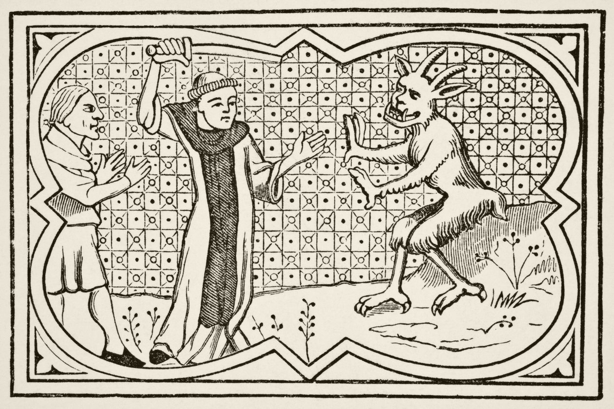 Le diable tente de saisir un magicien qui avait conclu un pacte avec lui mais est empêché par un frère laïc, d