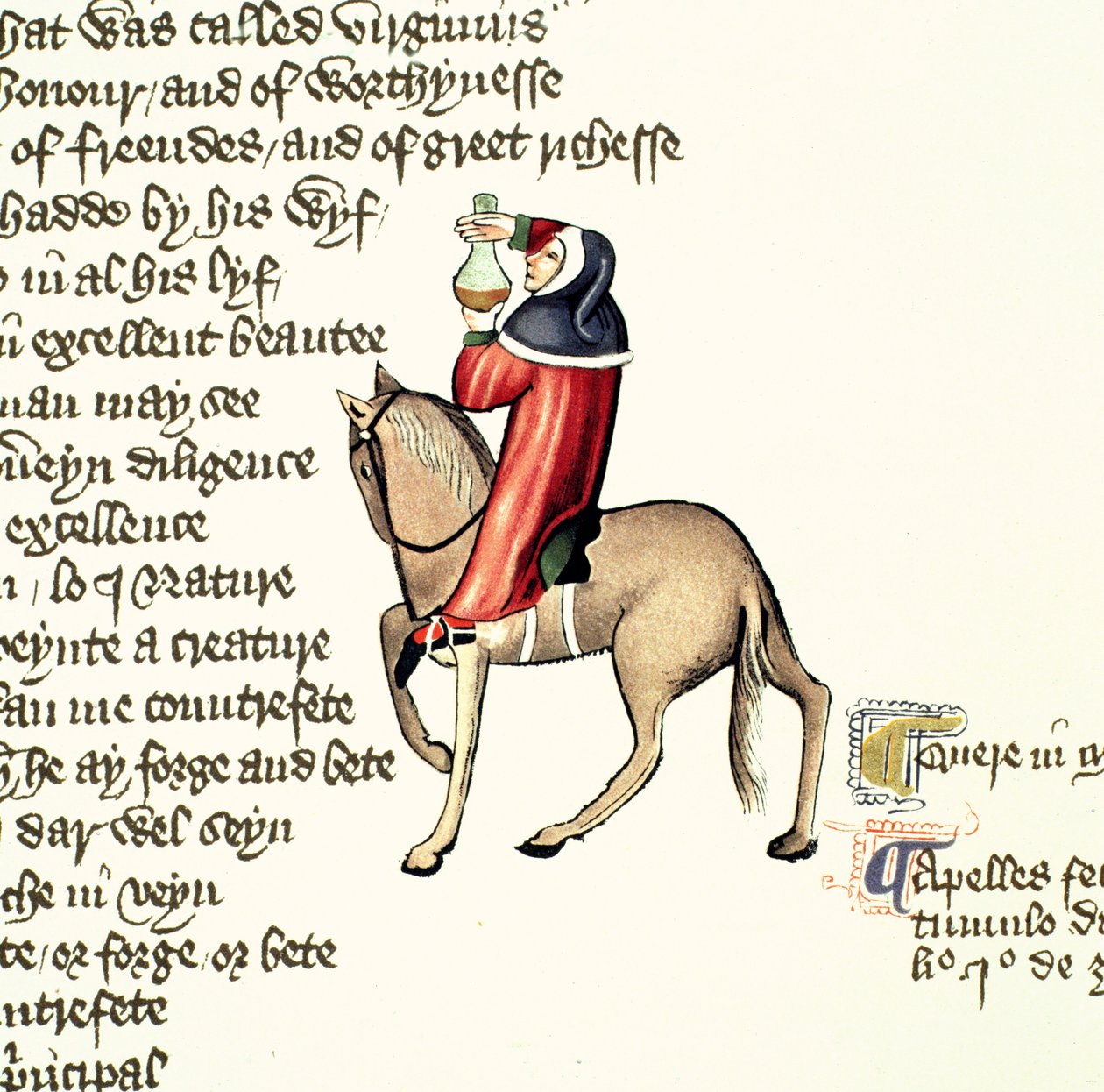 Le Médecin (détail) des Contes de Canterbury, par Geoffrey Chaucer, manuscrit Ellesmere, édition fac-similé, 1911 - English School