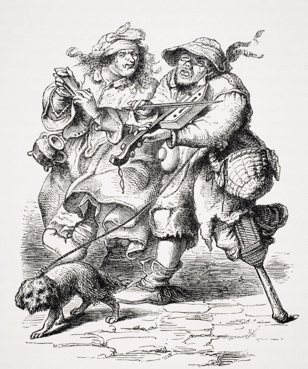 Mendiant jouant du violon, sa femme l