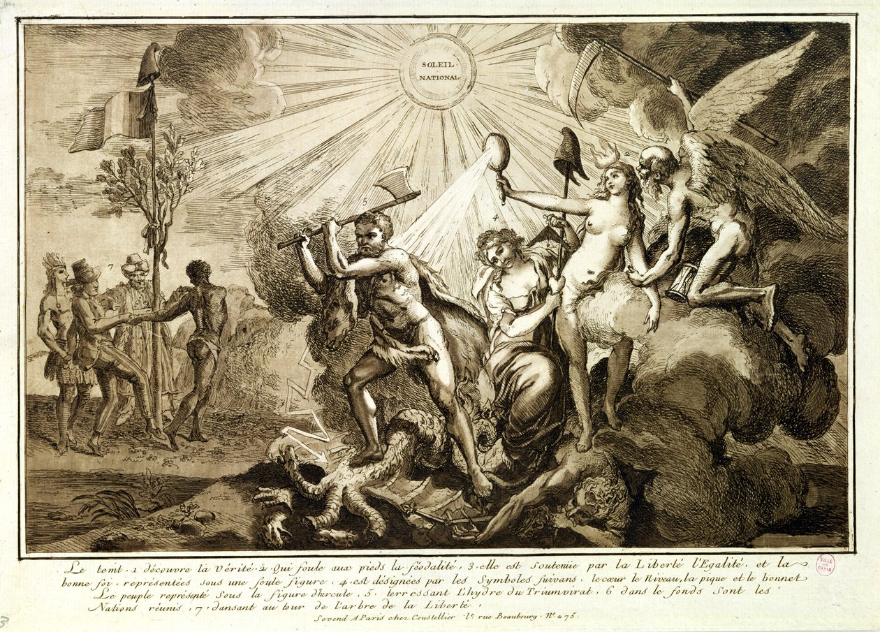 Le Temps découvre la Vérité piétinant le Féodalisme, c.1792-93 - French School