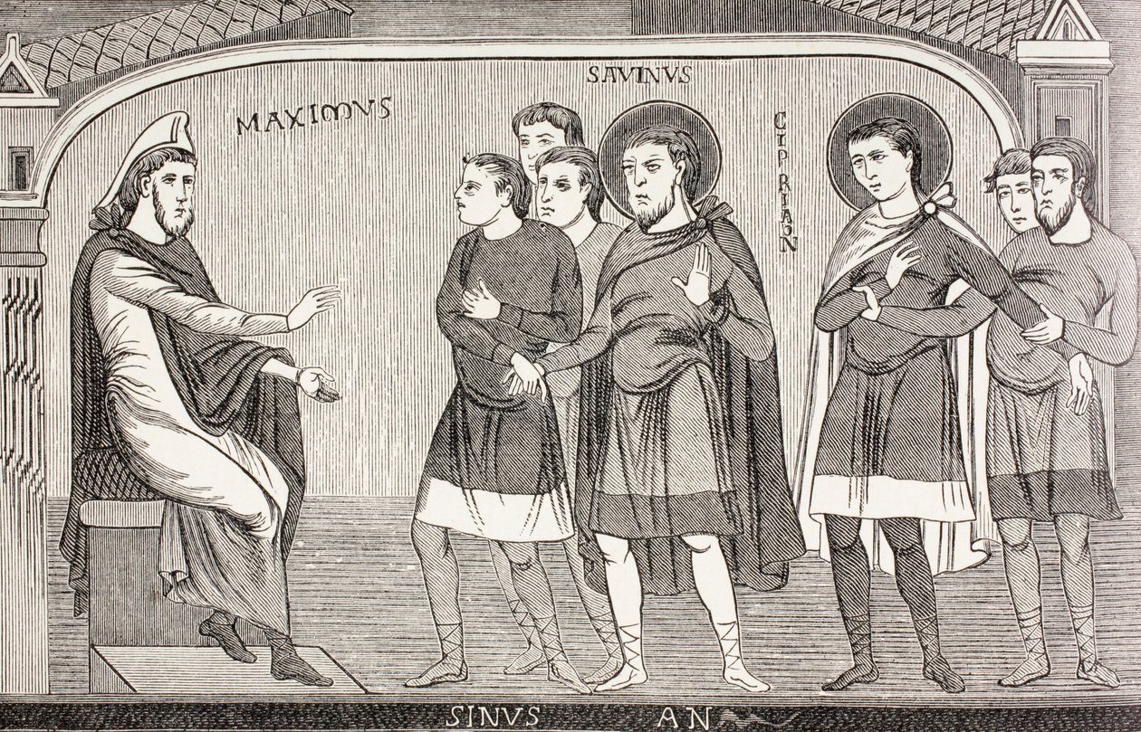 Saints Savin et Cyprien confessant au proconsul Galerius Maximus qu