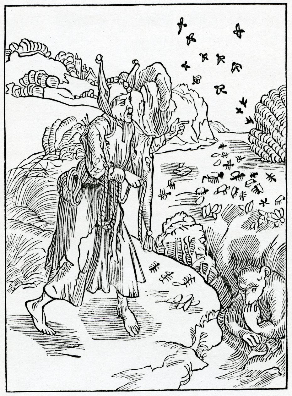 Des fous sans provision, qui ne prévoient rien en été pour vivre en hiver ni en jeunesse pour vivre en vieillesse, illustration de la traduction anglaise d