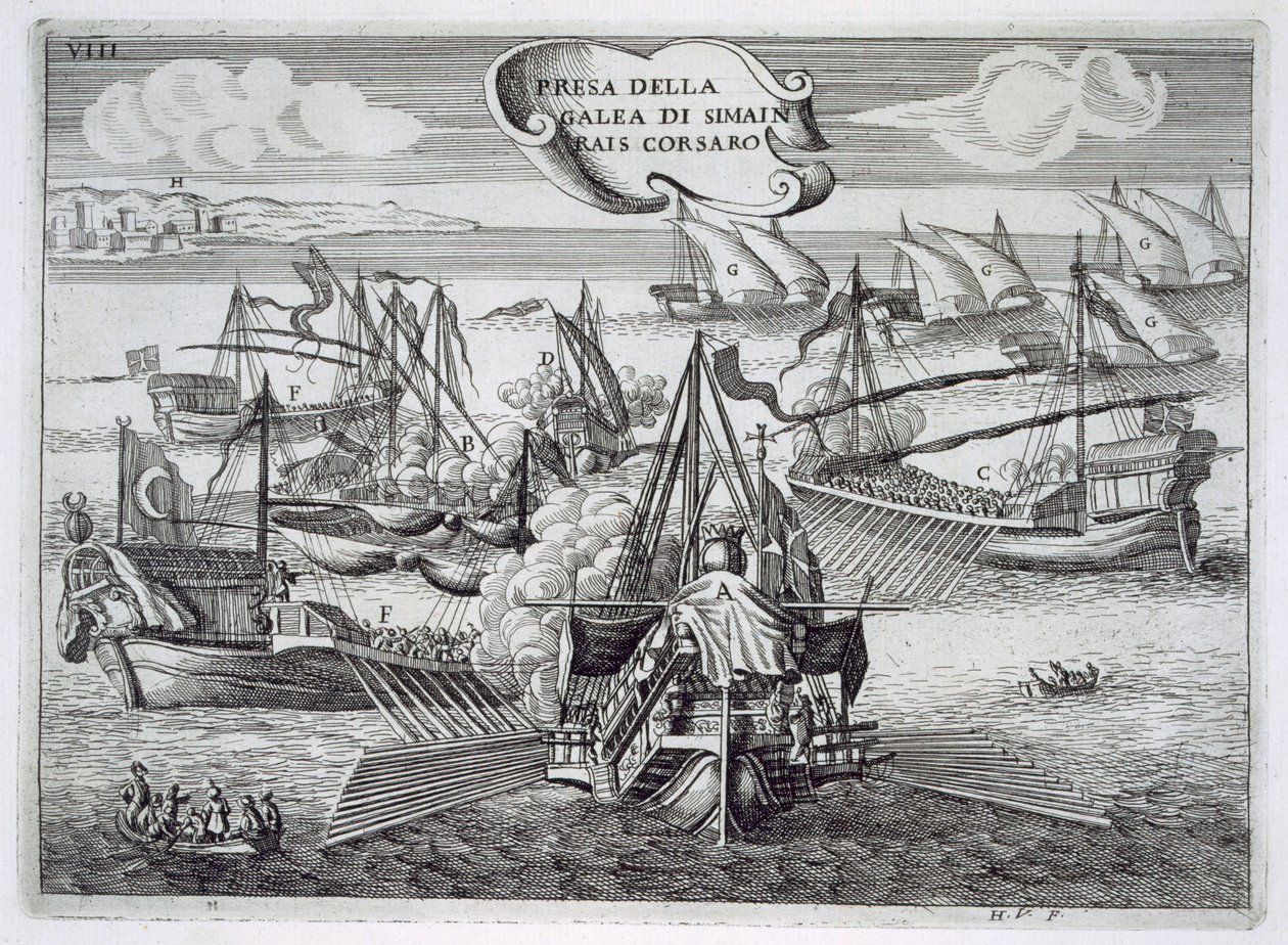 Capture de la galéasse de Simeon Rais, corsaire, illustration de 