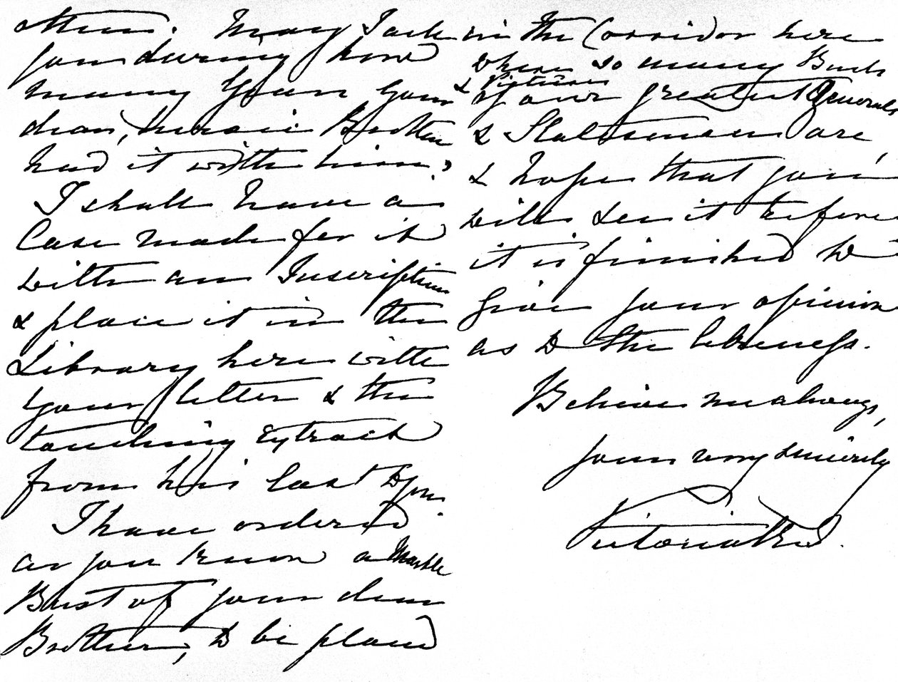Lettre à Miss Gordon, remerciant pour le cadeau d