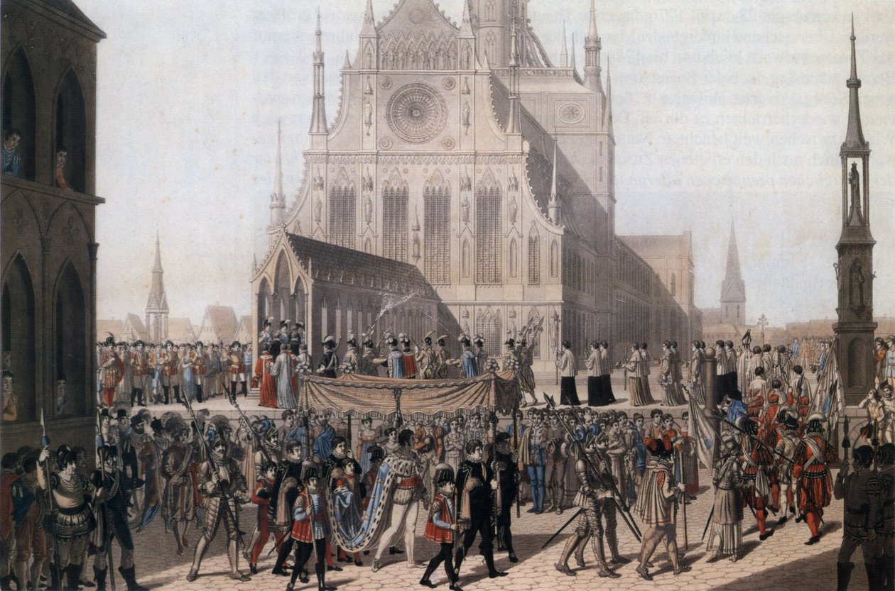 Décor de scène par Heinrich Anton Dähling pour La Pucelle d