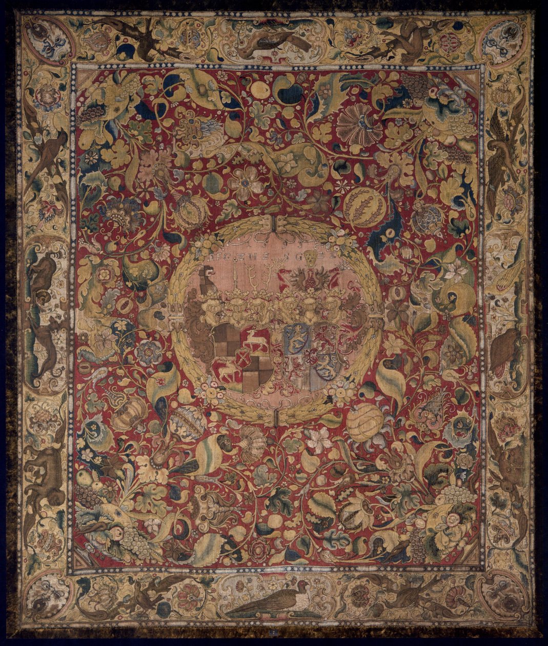 Tapisserie héraldique avec les armoiries alliées Zollern-Zimmern pour le comte Eitelfriedrich I de Hohenzollern-Hechingen et Sybilla von Zimmern - Unknown