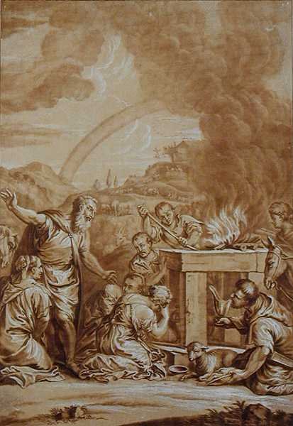Noé après le déluge, gravé par Elishah Kirkhall - Veronese