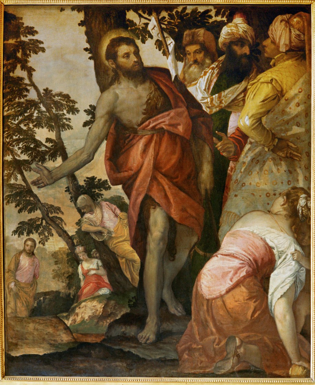 Saint Jean-Baptiste prêchant ... (peinture sur toile) - (1528-88) Veronese