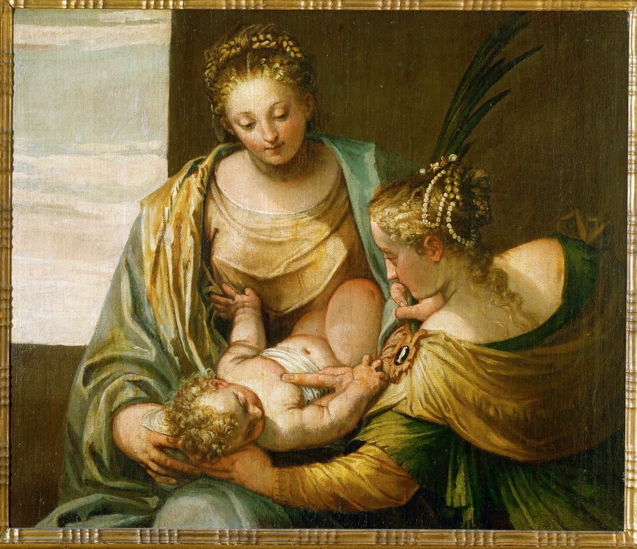 Le mariage mystique de Sainte Catherine de Sienne ... (huile sur toile) - (1528-88) Veronese